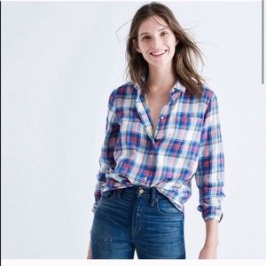 Madewell plaid shrunken ex-boyfriend shirt